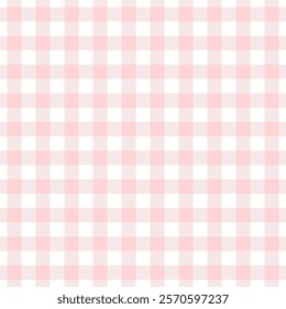 Check seamless pattern. Pink checks background. Repeated gingham geometric patern. Tablecloth style for prints design. Repeating texture checkered plaid. Repeat chess fabric. Vector illustration