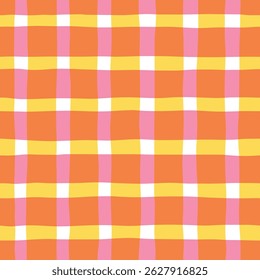 Check seamless pattern. Watercolor plaid texture, vector checkered summer print for shirts, tablecloths, clothes, bedding, blankets. 