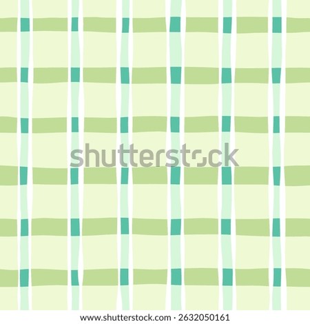 Check seamless pattern. Watercolor plaid texture, vector checkered green spring print for shirts, tablecloths, clothes, bedding, blankets. 