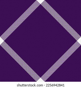 Check seamless plaid. Fabric texture tartan. Textile background vector pattern in purple and white colors.