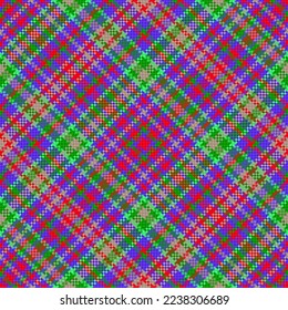 Check seamless plaid. Pattern tartan texture. Textile vector background fabric in green and violet colors.