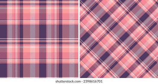 Check seamless plaid of vector textile fabric with a background tartan pattern texture set in skin colors.