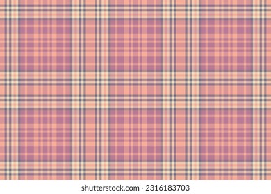 Compruebe la textura sin fisuras de tela de tela de plástico con un tartán vectorial de fondo de patrón en colores rojo y rosa.
