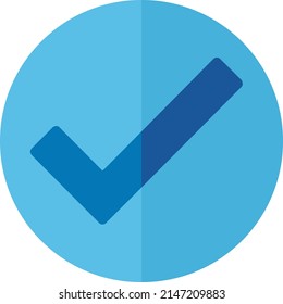 Marque, seleccione, ok, Icono de elección o logotipo gráfico vectorial con azul, círculo, estilo plano. Uso perfecto para ui, sitio web, patrón, diseño, etc.