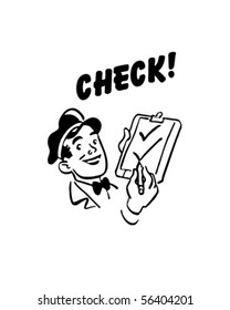 Check! - Service Station Mechanic - Retro Clip Art