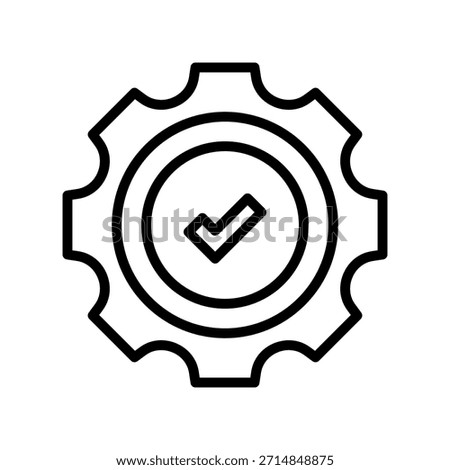 Check Settings Line Icon, Outline Symbol for Configuration Saved, Option Selected, System Preference, Control Adjustment, and Feature Enabled. Vector Sign Icon.