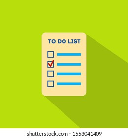 Check sheet in flat style. Glider for business, personal files in a flat style. Sheet icon for plans. To do list.