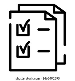 Check sheets icon. Outline check sheets vector icon for web design isolated on white background