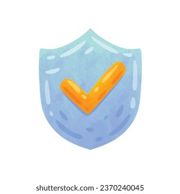 Icono de protección, aislado en fondo blanco, marca de verificación e ilustración vectorial de símbolo de protección de seguridad