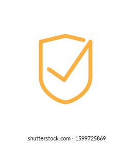 Check and shield icon. Line design template