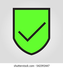 Check shield icon in trendy flat style isolated on grey background. Internet and ecommerce symbol for your design, logo, UI. Vector illustration, EPS10.