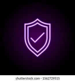 check shield neon icon. Simple thin line, outline vector of logistics icons for ui and ux, website or mobile application