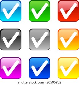 Check  shiny buttons. Vector illustration.