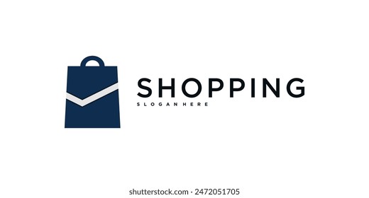 Check shopping bag logo sign icon symbol design. Premium Vector