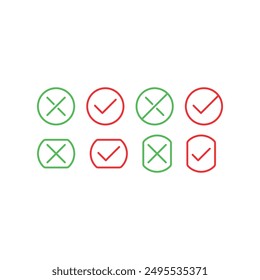 check sign and cancel sign concept. set of confirmation and cancellation symbols