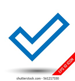 Check sign icon. Confirm sign. Simple flat logo of confirmation sign on white background. Vector illustration.