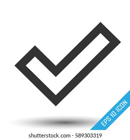 Check sign icon. Confirm sign. Simple flat logo of confirmation sign on white background. Vector illustration.