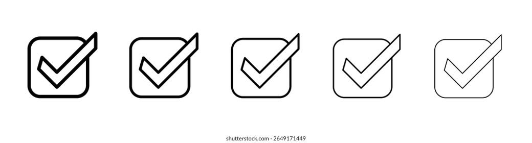 Check sign icon thin outline logo mark set