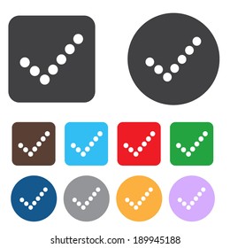 Check sign icon. Yes button. Colourful 9 buttons. Vector