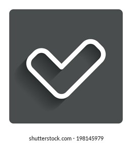 Check sign icon. Yes button. Gray flat button with shadow. Modern UI website navigation. Vector