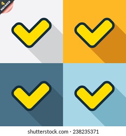 Check sign icon. Yes button. Four squares. Colored Flat design buttons. Vector