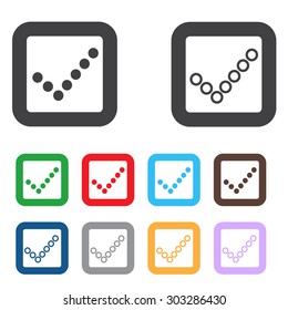 Check sign icon. Yes button. Colourful 9 buttons. Vector
