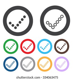 Check sign icon. Yes button. Colourful 9 buttons. Vector