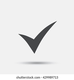 Check sign icon. Yes symbol. Confirm. Flat tick web icon on white background. Vector