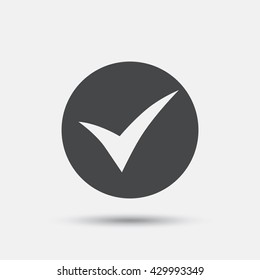 Check sign icon. Yes symbol. Confirm. Flat check web icon on white background. Vector