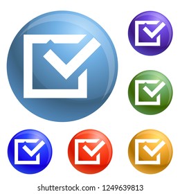 Check sign icons set vector 6 color isolated on white background