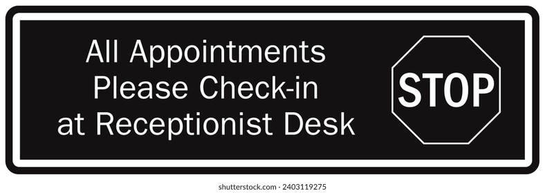 Check in sign and labels