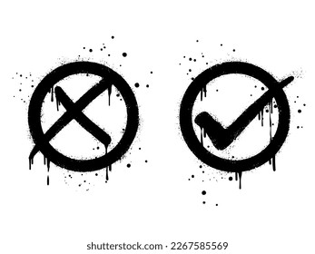 Check sign. Spray painted graffiti check mark in black over white. isolated on white background. vector illustration