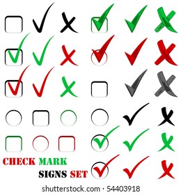 Check sign and tick sign set vector isolated on white