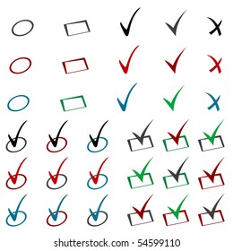 Check sign and tick sign set. Vector isolated