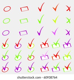 Check sign and tick sign set. Vector isolated