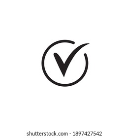 Marque un icono sencillo. Firma de marca aprobada. Confirmar, terminar o aceptar el símbolo.