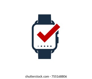 Check Smart Watch Icon Logo Design Element