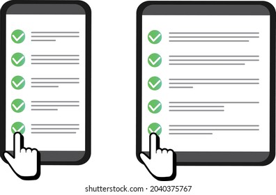 comprobar la ilustración de smartphone y mano