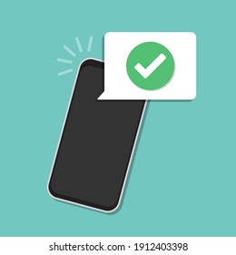 Check smartphone notification in a flat design. Vector illustration