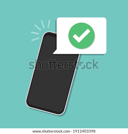 Check smartphone notification in a flat design. Vector illustration