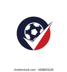 Check soccer vector logo design. Soccer ball and tick icon logo.