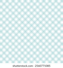 Check square diagonal pattern. Sky Blue Diagonal Plaid Tartan textured pattern design suitable for fashion textiles and graphics. EPS vector illustration