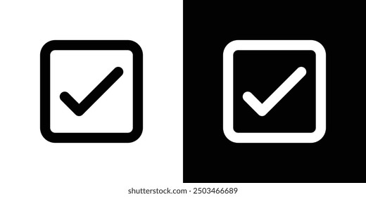 Check Square thin line vector icon set.