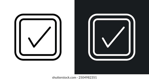 Check Square vector icon set black and white filled and outlined style.