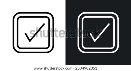 Check Square vector icon set black and white filled and outlined style.