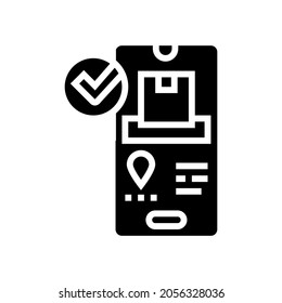 Check Status Phone App Glyph Icon Vector. Check Status Phone App Sign. Isolated Contour Symbol Black Illustration