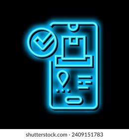 check status phone app neon light sign vector. check status phone app illustration