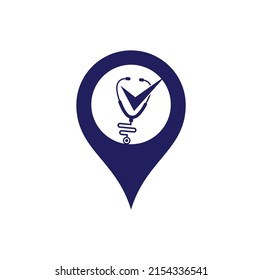 Check Stethoscope gps shape logo design template. Stethoscope icon with checklist shape. Medical Check Up Logo Design Vector Template