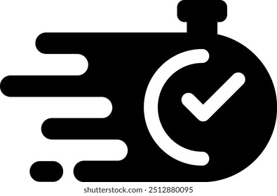Check stopwatch tick time icon black color