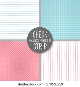 Compruebe y desenganche el patrón sin soldadura. Fondo vectorial geométrico. Conjunto Blue-Pink. Se puede utilizar un patrón sin problemas para papel pintado, rellenos de patrones, fondo de página web, texturas superficiales